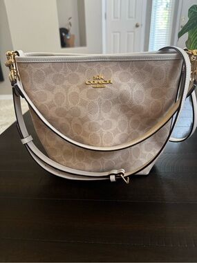 Coach Signature Crescent Shoulder Bag in Chalk/Beige
